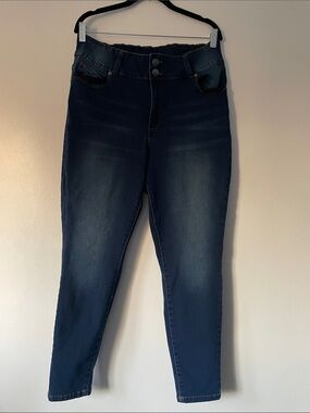 Tahari Skinny Jeans in Dark Blue Wash Size 18W